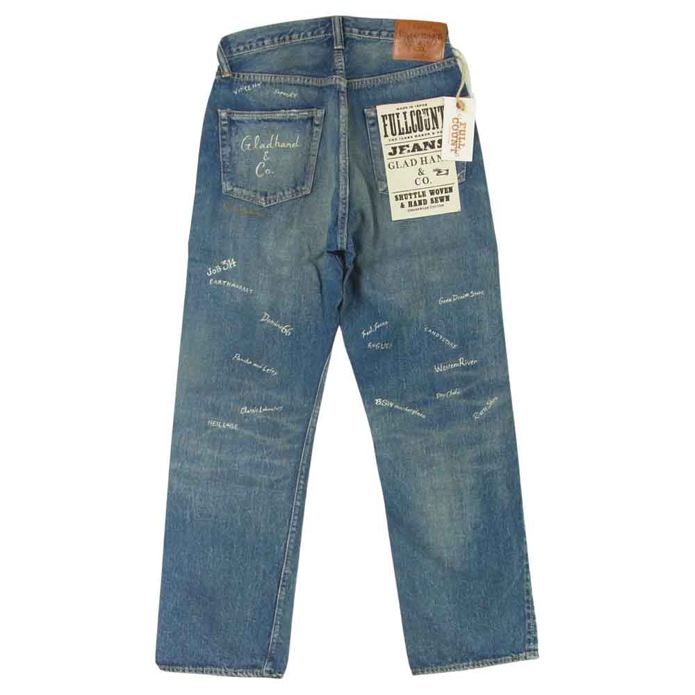 GLADHAND & Co. グラッドハンド GH0105HP FULL COUNT フルカウント 13.7oz LOOSE STRAIGHT ハンドペイント デニム パンツ インディゴブルー系 W30 L32【新古品】【未使用】【中古】