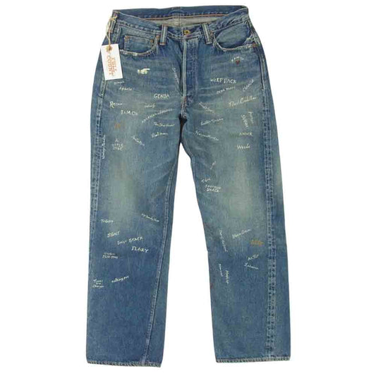 GLADHAND & Co. グラッドハンド GH0105HP FULL COUNT フルカウント 13.7oz LOOSE STRAIGHT ハンドペイント デニム パンツ インディゴブルー系 W32 L32【新古品】【未使用】【中古】