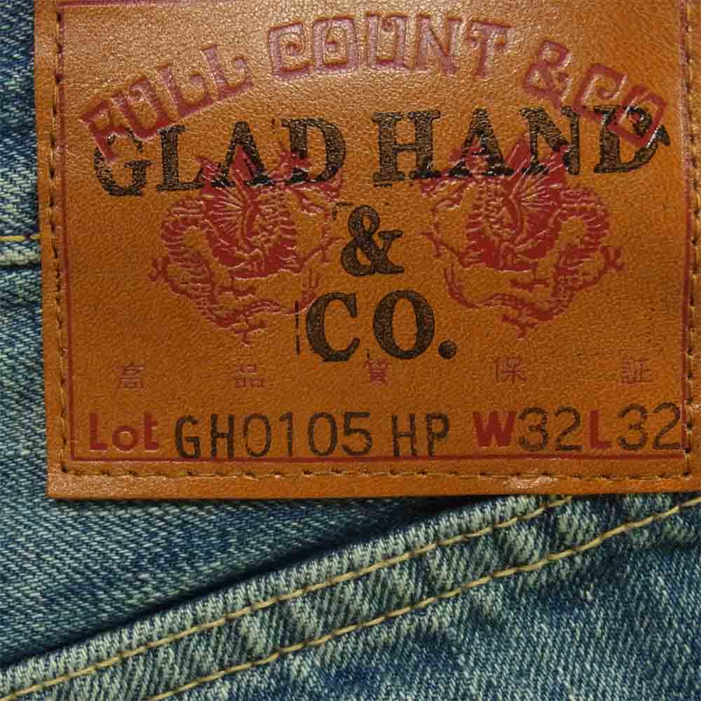 GLADHAND & Co. グラッドハンド GH0105HP FULL COUNT フルカウント 13.7oz LOOSE STRAIGHT ハンドペイント デニム パンツ インディゴブルー系 W32 L32【新古品】【未使用】【中古】