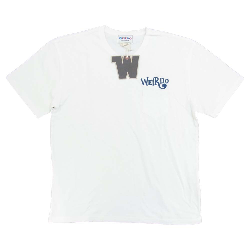 WEIRDO ウィアード 20SS WRD-20-SS-39 S/S V-NECK TEE CRAZY SIGN Vネック Tシャツ 白青系 XL【新古品】【未使用】【中古】