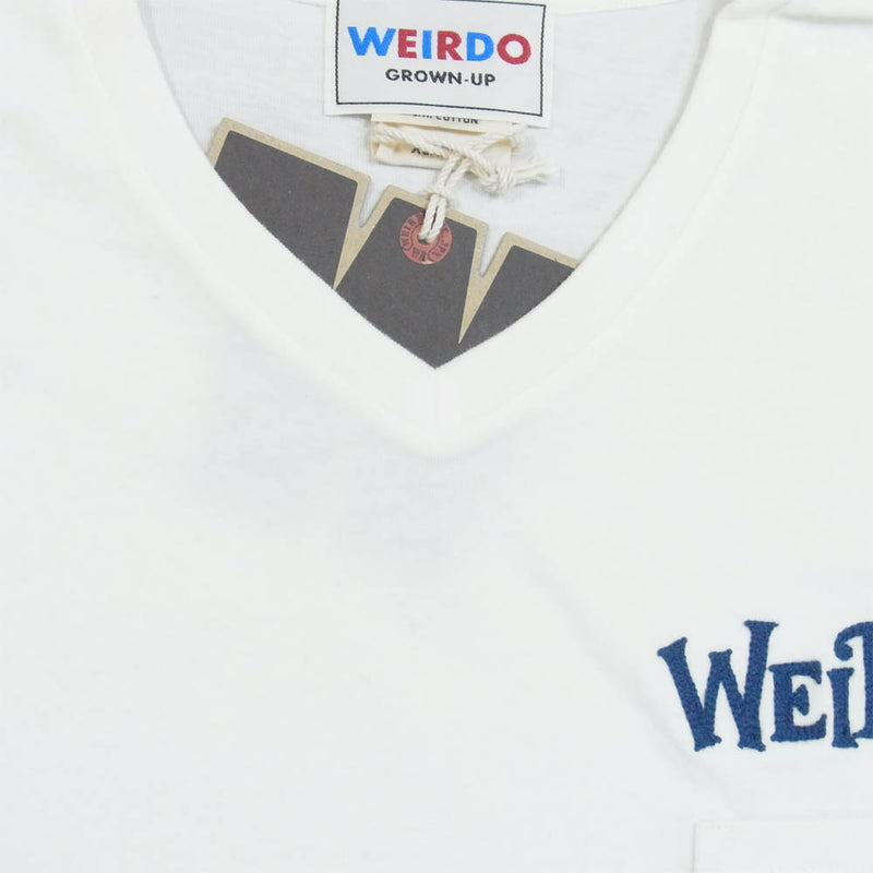 WEIRDO ウィアード 20SS WRD-20-SS-39 S/S V-NECK TEE CRAZY SIGN Vネック Tシャツ 白青系 XL【新古品】【未使用】【中古】