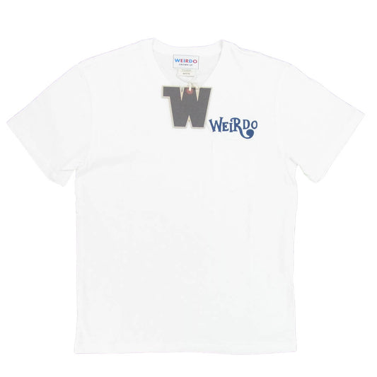 WEIRDO ウィアード 20SS WRD-20-SS-39 S/S V-NECK TEE CRAZY SIGN Vネック Tシャツ 白青系 M【新古品】【未使用】【中古】