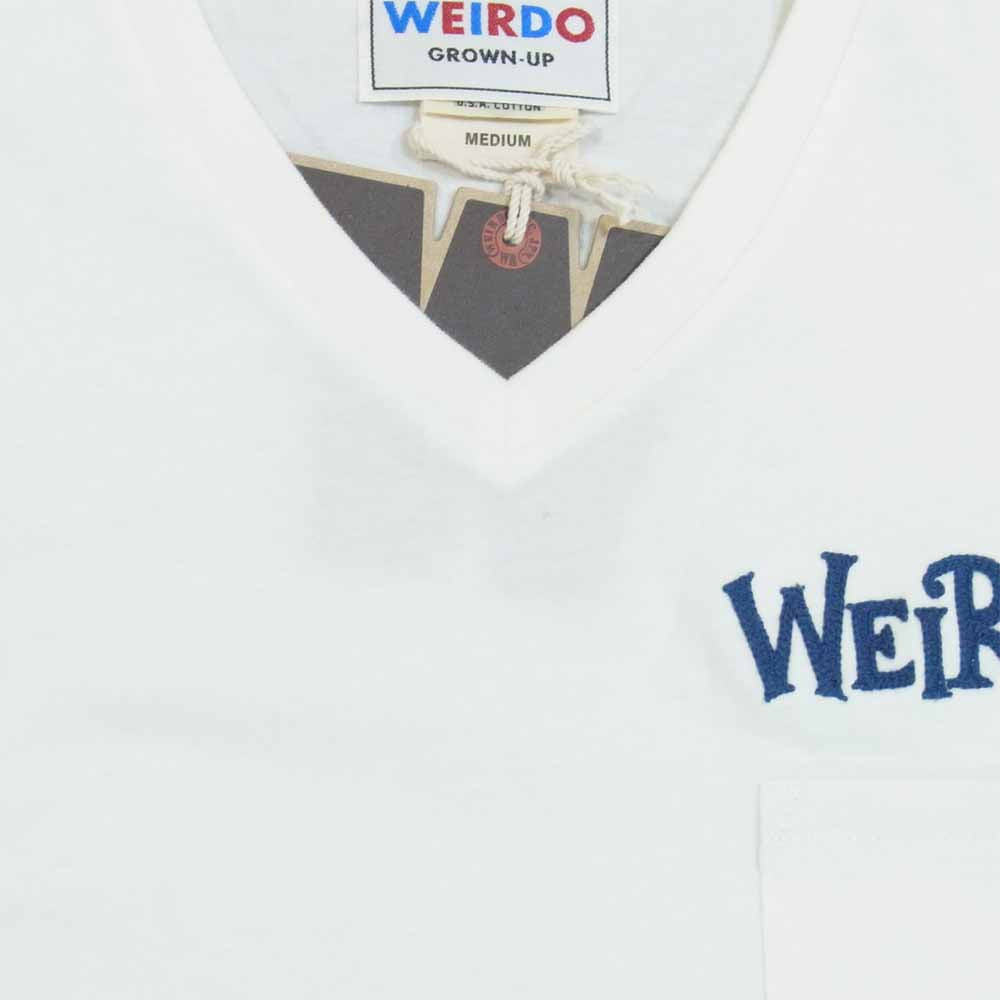 WEIRDO ウィアード 20SS WRD-20-SS-39 S/S V-NECK TEE CRAZY SIGN Vネック Tシャツ 白青系 M【新古品】【未使用】【中古】