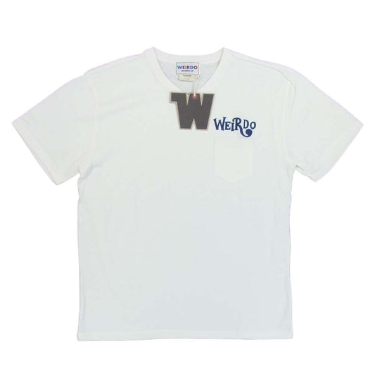 WEIRDO ウィアード 20SS WRD-20-SS-39 S/S V-NECK TEE CRAZY SIGN Vネック Tシャツ 白青系 L【新古品】【未使用】【中古】