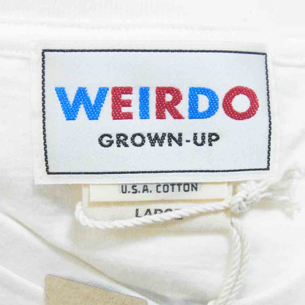 WEIRDO ウィアード 20SS WRD-20-SS-39 S/S V-NECK TEE CRAZY SIGN Vネック Tシャツ 白青系 L【新古品】【未使用】【中古】