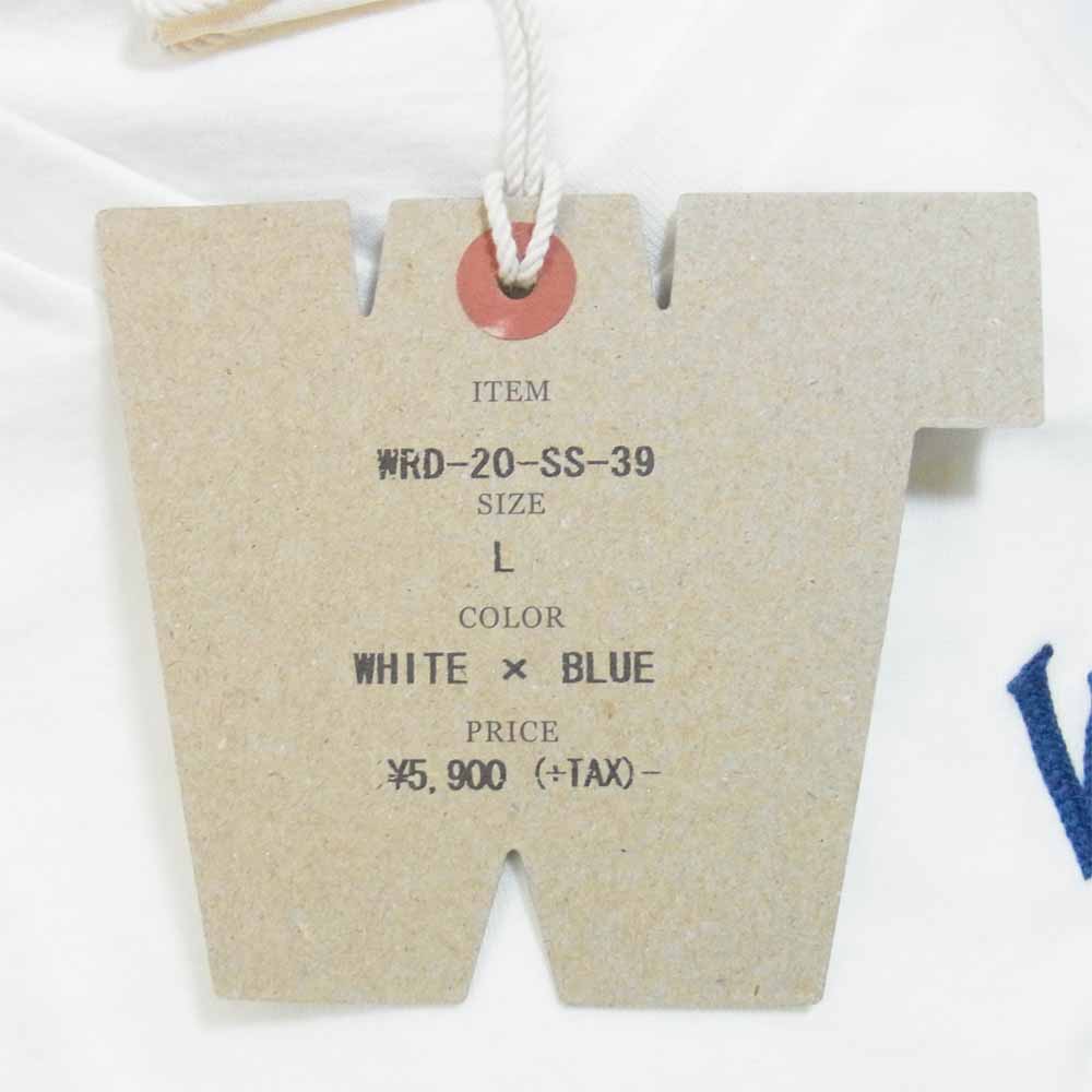 WEIRDO ウィアード 20SS WRD-20-SS-39 S/S V-NECK TEE CRAZY SIGN Vネック Tシャツ 白青系 L【新古品】【未使用】【中古】