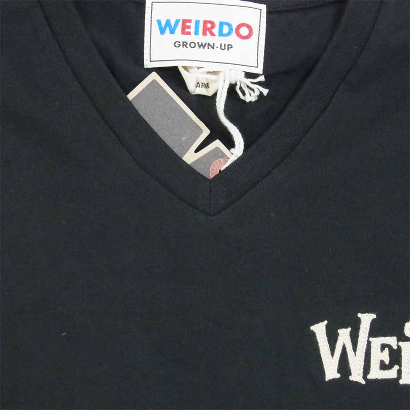 WEIRDO ウィアード 20SS WRD-20-SS-39 S/S V-NECK TEE CRAZY SIGN Vネック Tシャツ ブラック系 XL【新古品】【未使用】【中古】