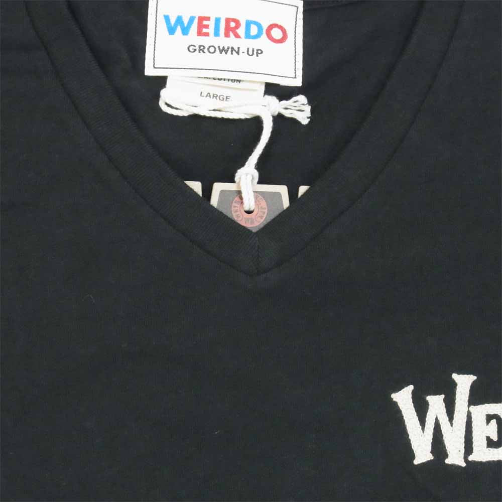 WEIRDO ウィアード 20SS WRD-20-SS-39 S/S V-NECK TEE CRAZY SIGN Vネック Tシャツ ブラック系 L【新古品】【未使用】【中古】