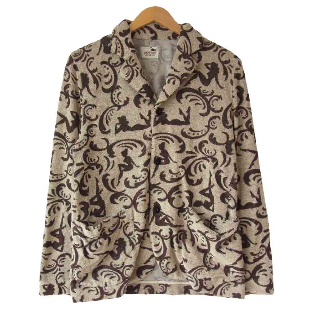 GANGSTERVILLE ギャングスタービル 19SS GSV-19-SS-08 Speakeasy Jacket スピークイージー 総柄 パイル地 テーラードジャケット ブラウン系 M【美品】【中古】