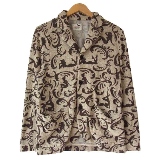 GANGSTERVILLE ギャングスタービル 19SS GSV-19-SS-08 Speakeasy Jacket スピークイージー 総柄 パイル地 テーラードジャケット ブラウン系 M【美品】【中古】