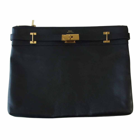 エムユーエル Leather Clutch Bag レザー クラッチバッグ ブラック系【中古】