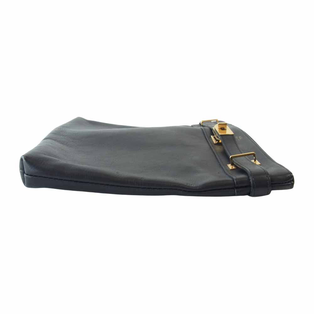 エムユーエル Leather Clutch Bag レザー クラッチバッグ ブラック系【中古】