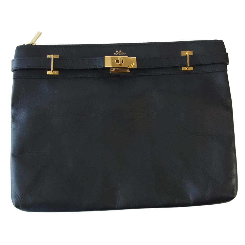 エムユーエル MUL001 Leather Clutch Bag レザー クラッチバッグ ブラック系【中古】
