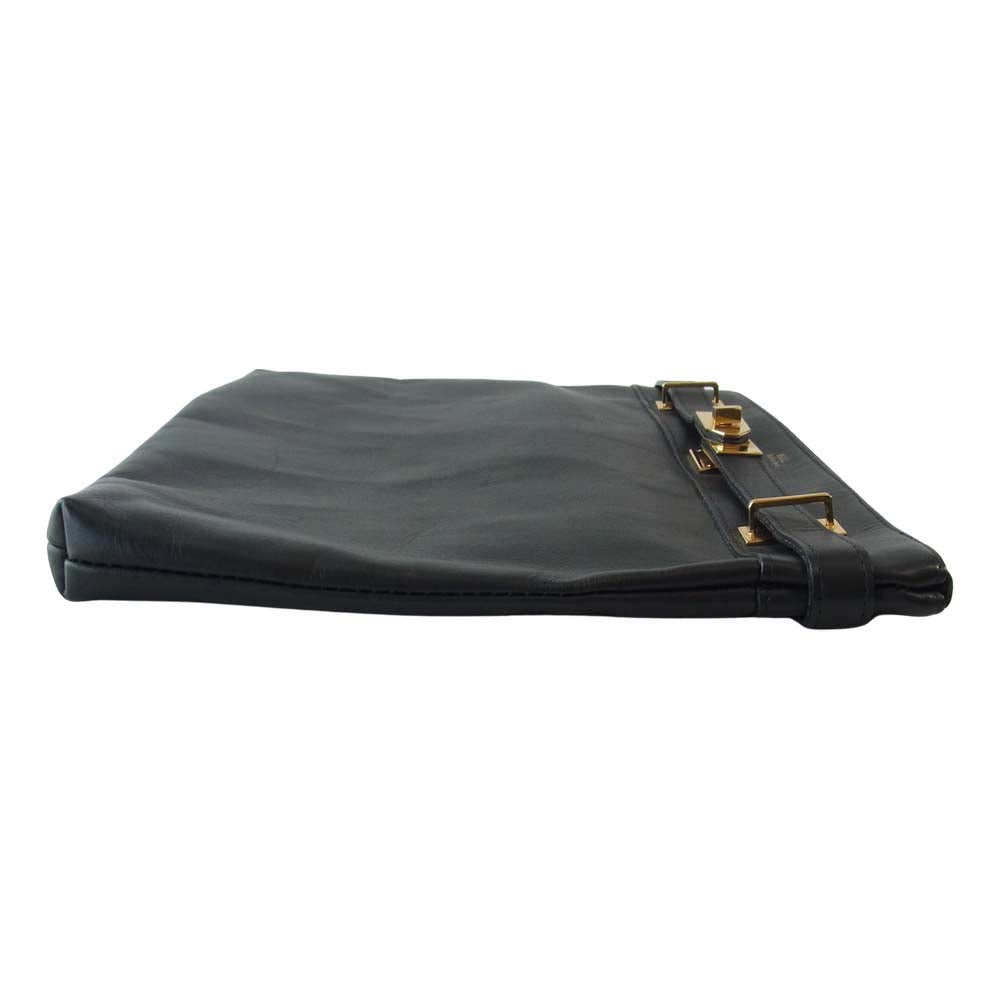 エムユーエル MUL001 Leather Clutch Bag レザー クラッチバッグ ブラック系【中古】