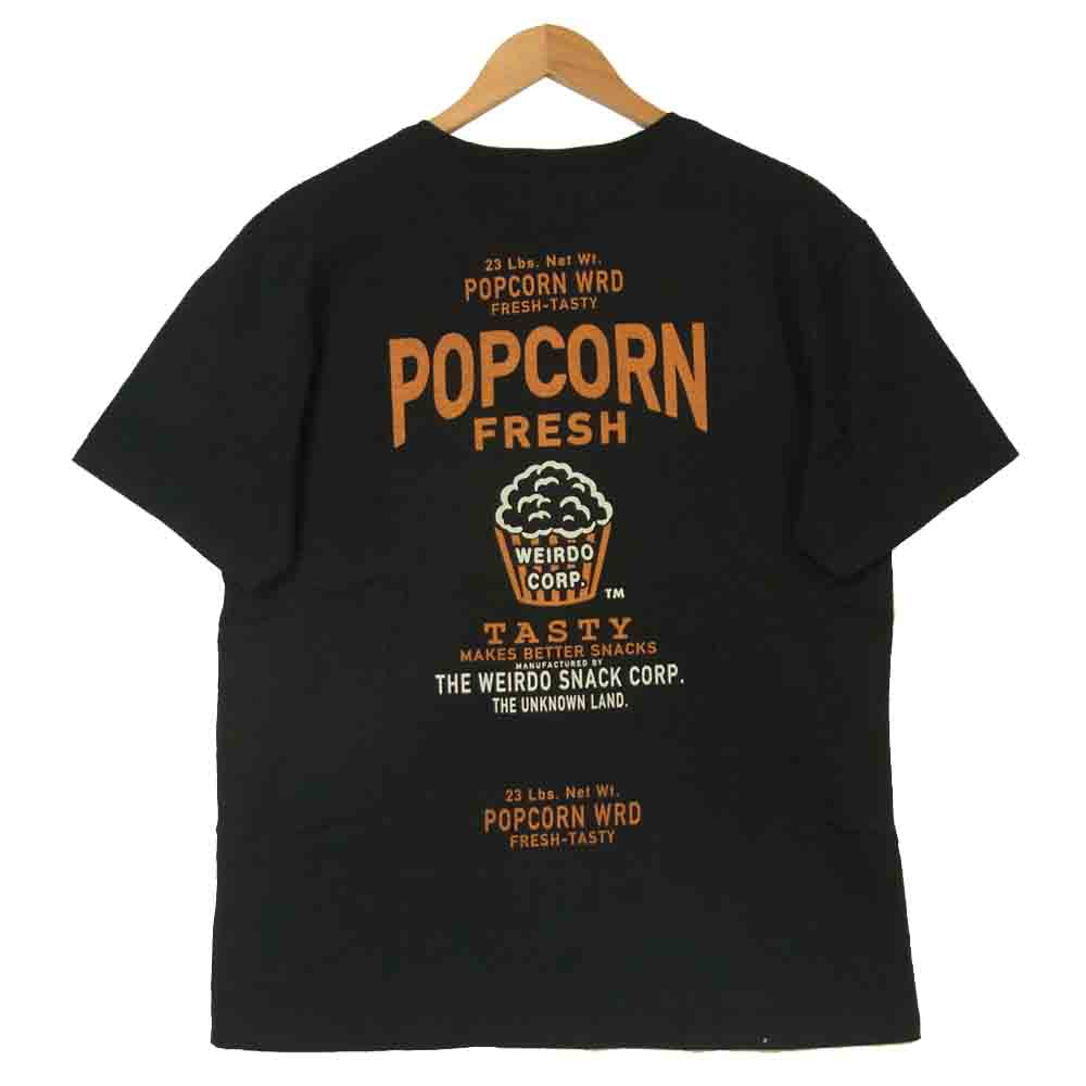 WEIRDO ウィアード WRD-17-MS-02 POPCORN S/S V NECK T-SHIRTS ポップコーン プリント 半袖 Tシャツ ブラック系 L【新古品】【未使用】【中古】