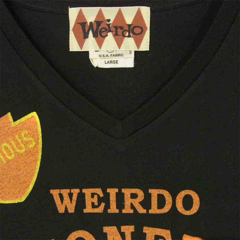 WEIRDO ウィアード WRD-17-MS-02 POPCORN S/S V NECK T-SHIRTS ポップコーン プリント 半袖 Tシャツ ブラック系 L【新古品】【未使用】【中古】