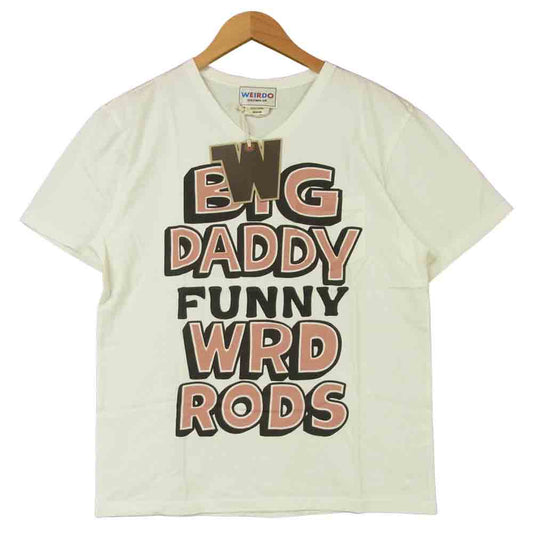 WEIRDO ウィアード WRD-19-MS-01 BIG DADDY S/S V NECK T-SHIRTS ビッグ ダディ プリント 半袖 Tシャツ ホワイト系 M【新古品】【未使用】【中古】