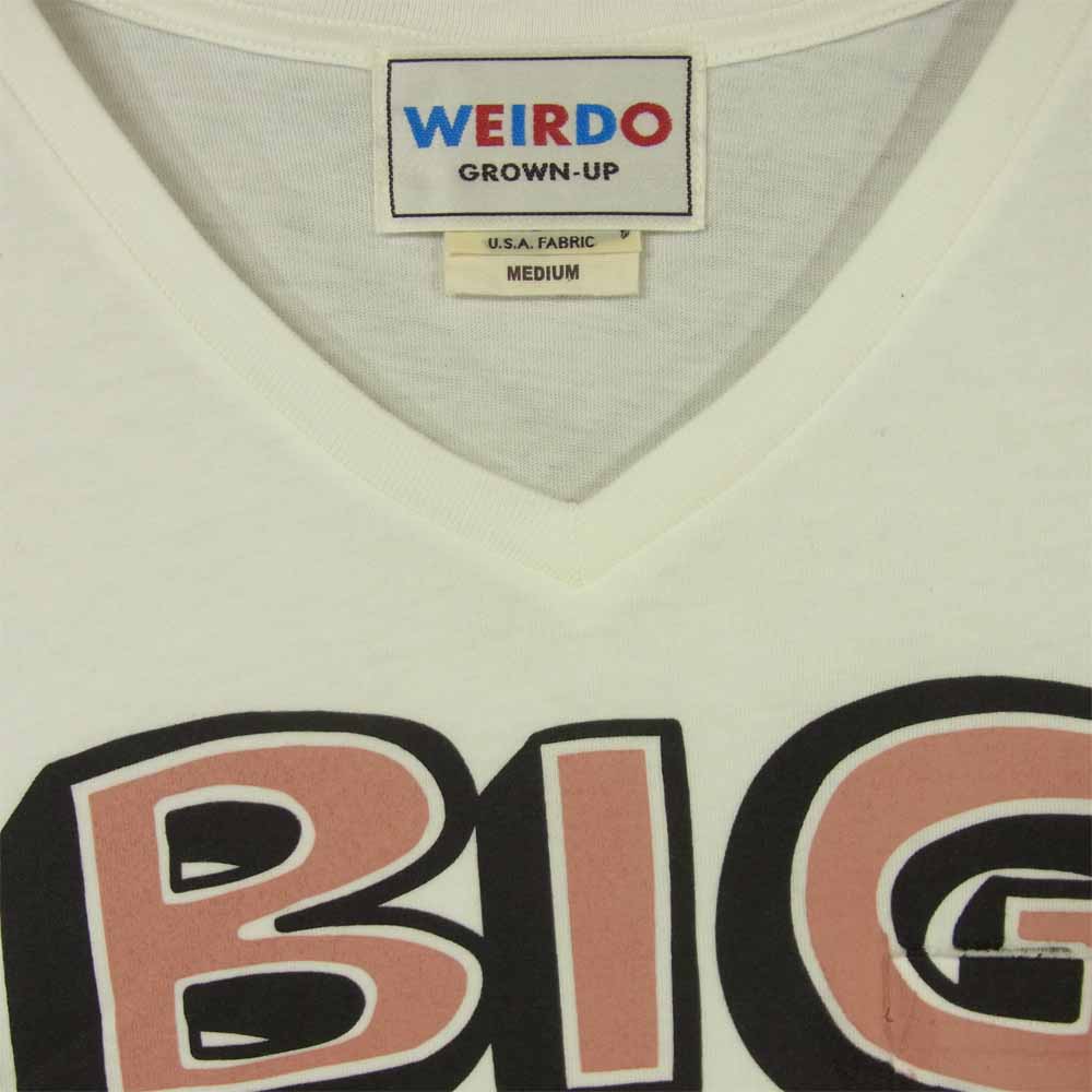 WEIRDO ウィアード WRD-19-MS-01 BIG DADDY S/S V NECK T-SHIRTS ビッグ ダディ プリント 半袖 Tシャツ ホワイト系 M【新古品】【未使用】【中古】