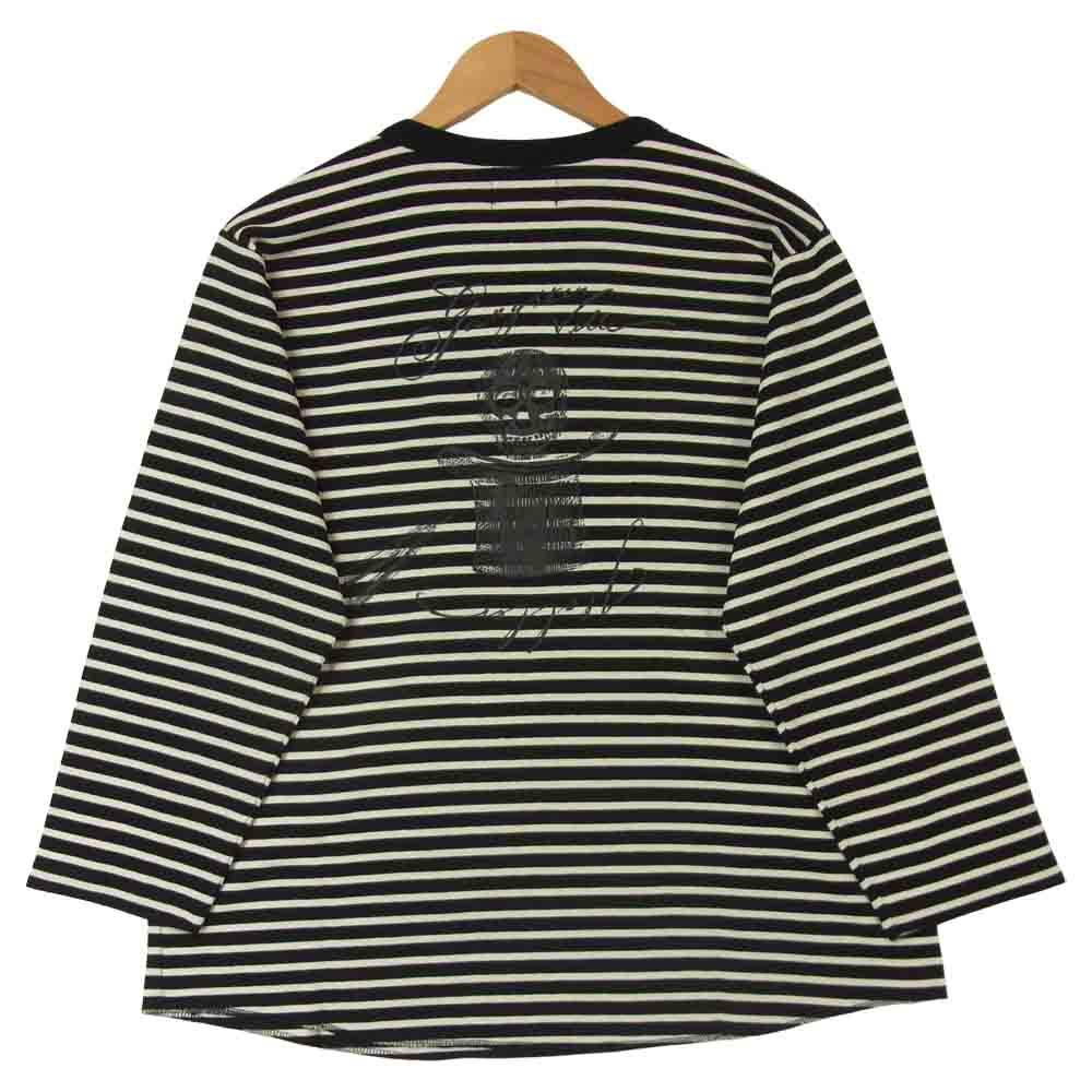 GANGSTERVILLE ギャングスタービル GSV-17-SS-37 ヘンリーネック 七分袖 ボーダー Tシャツ ブラック系 ホワイト系 M【新古品】【未使用】【中古】
