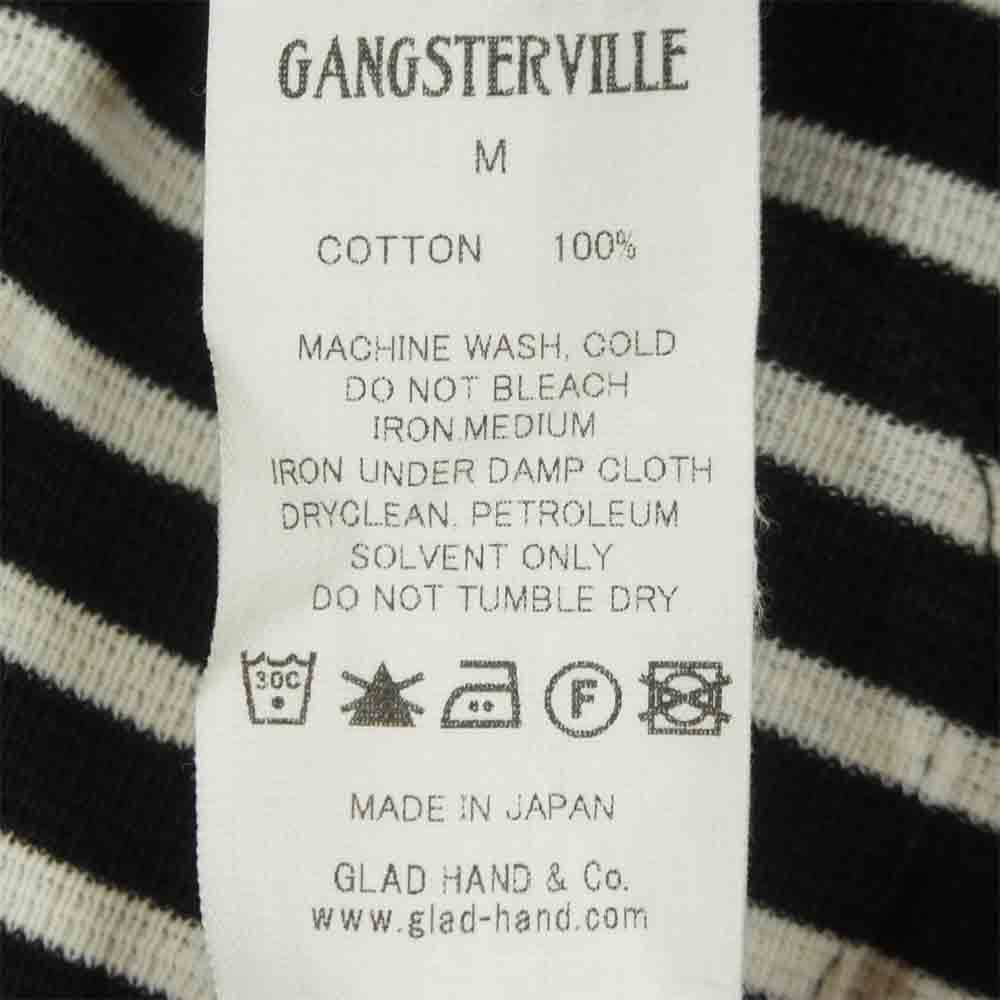 GANGSTERVILLE ギャングスタービル GSV-17-SS-37 ヘンリーネック 七分袖 ボーダー Tシャツ ブラック系 ホワイト系 M【新古品】【未使用】【中古】