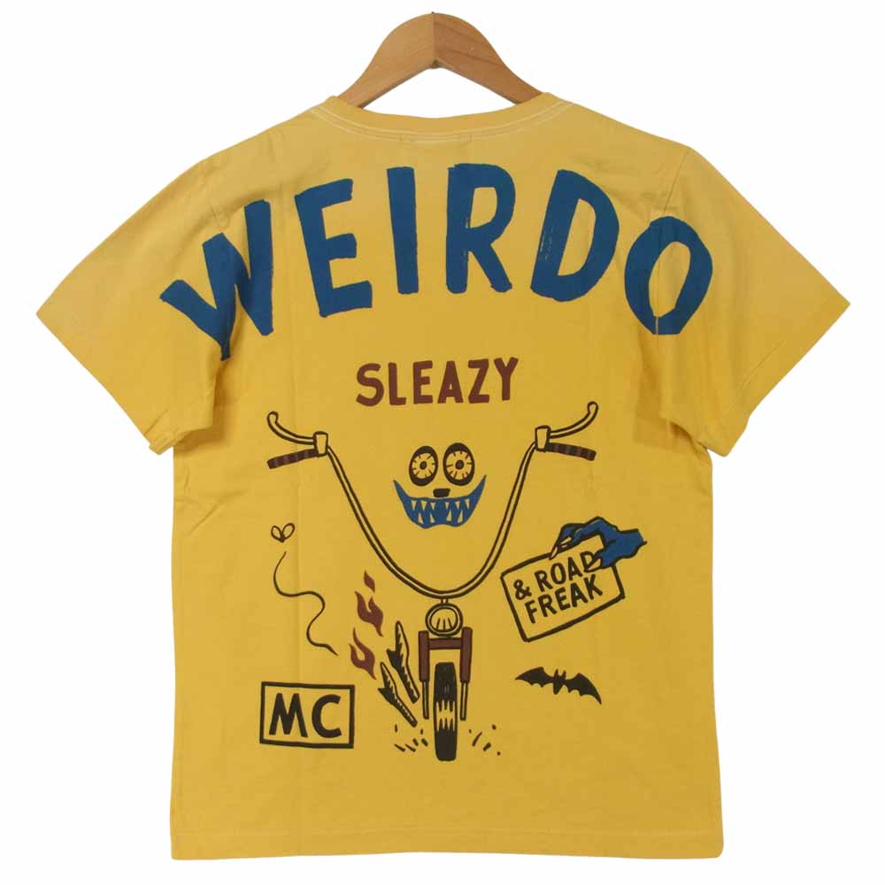 WEIRDO ウィアード WRD-18-SS-40 ROAD FREAK SLEAZY S/S T-SHIRTS バックプリント 半袖 Tシャツ イエロー系 S【新古品】【未使用】【中古】