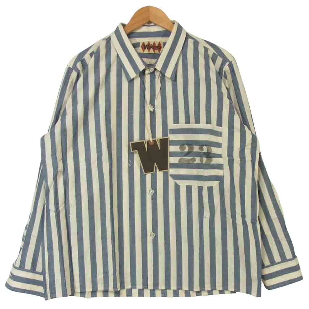 WEIRDO ウィアード WRD-16-AW-18 23 REFEREE L/S SHIRTS コットン ストライプ 長袖 シャツ ブルー系 ホワイト系 2XL【新古品】【未使用】【中古】
