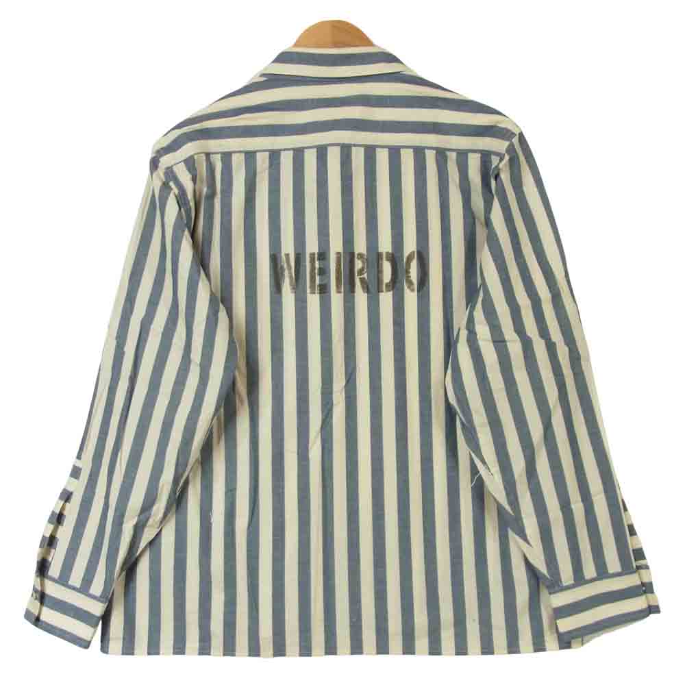 WEIRDO ウィアード WRD-16-AW-18 23 REFEREE L/S SHIRTS コットン ストライプ 長袖 シャツ ブルー系 ホワイト系 2XL【新古品】【未使用】【中古】