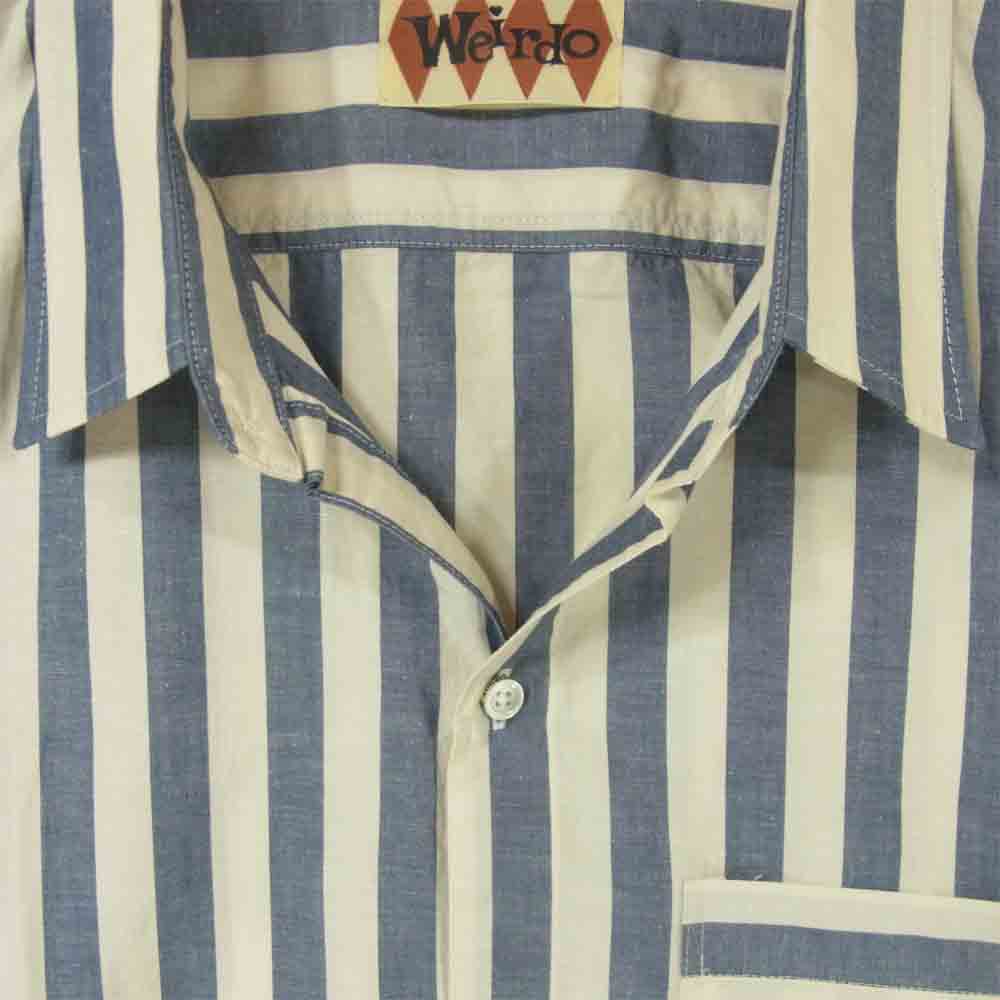 WEIRDO ウィアード WRD-16-AW-18 23 REFEREE L/S SHIRTS コットン ストライプ 長袖 シャツ ブルー系 ホワイト系 2XL【新古品】【未使用】【中古】