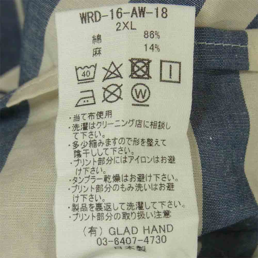 WEIRDO ウィアード WRD-16-AW-18 23 REFEREE L/S SHIRTS コットン ストライプ 長袖 シャツ ブルー系 ホワイト系 2XL【新古品】【未使用】【中古】