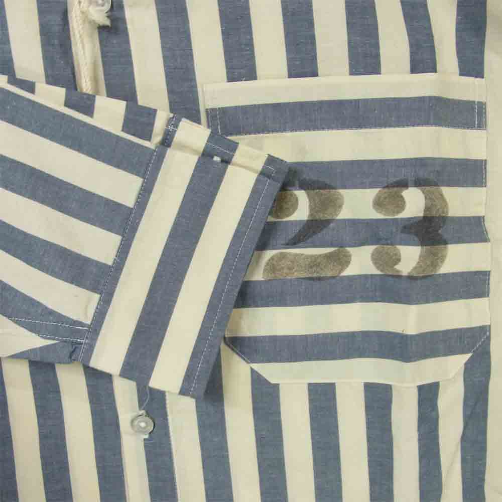 WEIRDO ウィアード WRD-16-AW-18 23 REFEREE L/S SHIRTS コットン ストライプ 長袖 シャツ ブルー系 ホワイト系 2XL【新古品】【未使用】【中古】