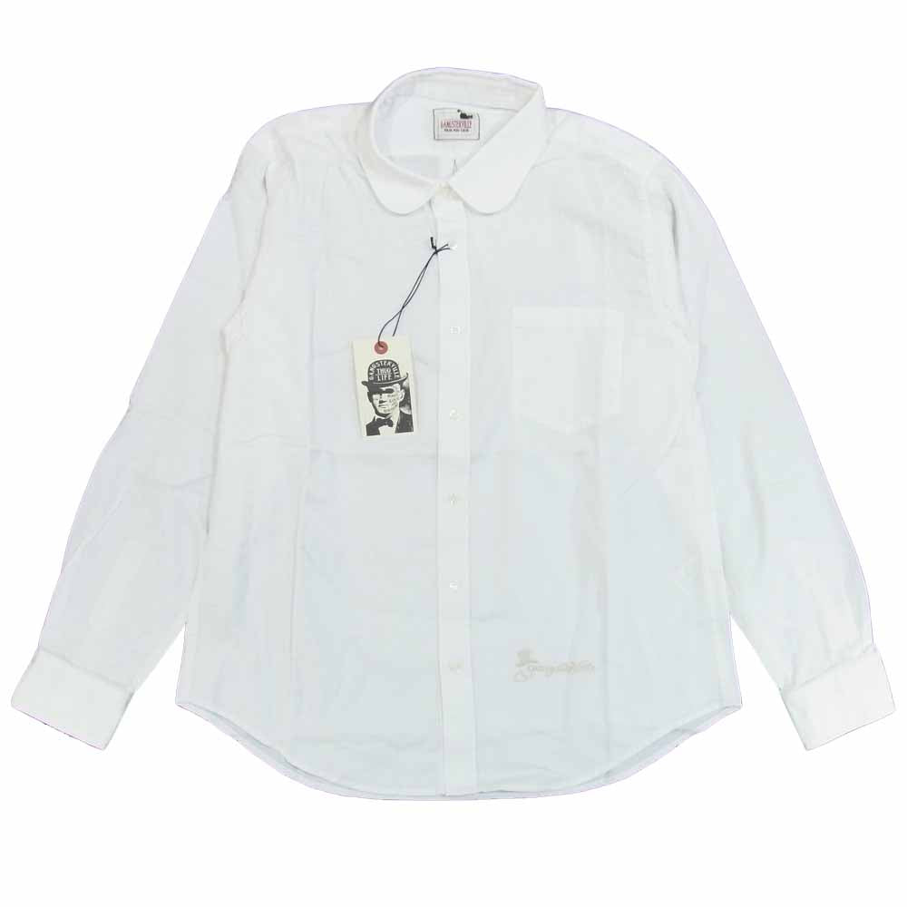 GANGSTERVILLE ギャングスタービル 16AW GSV-16-AW-32 ラウンドカラー シャツ 長袖シャツ ホワイト系 L【新古品】【未使用】【中古】