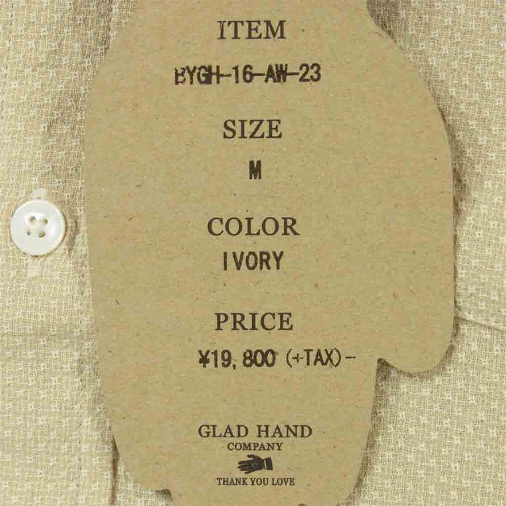GLADHAND & Co. グラッドハンド 16AW BYGH-16-AW-23 スタンドカラー 長袖 ワーク シャツ アイボリー系 M【新古品】【未使用】【中古】