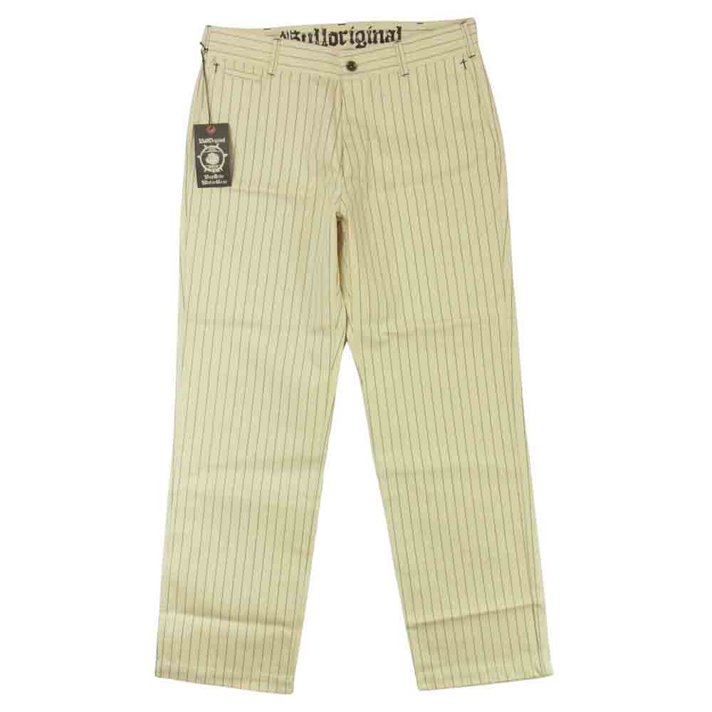 ブルオリジナル BSMG-17AW-07 ストライプ ワーク パンツ コットン アイボリー系 M【新古品】【未使用】【中古】