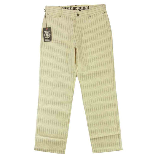 ブルオリジナル BSMG-17AW-07 ストライプ ワーク パンツ コットン アイボリー系 M【新古品】【未使用】【中古】