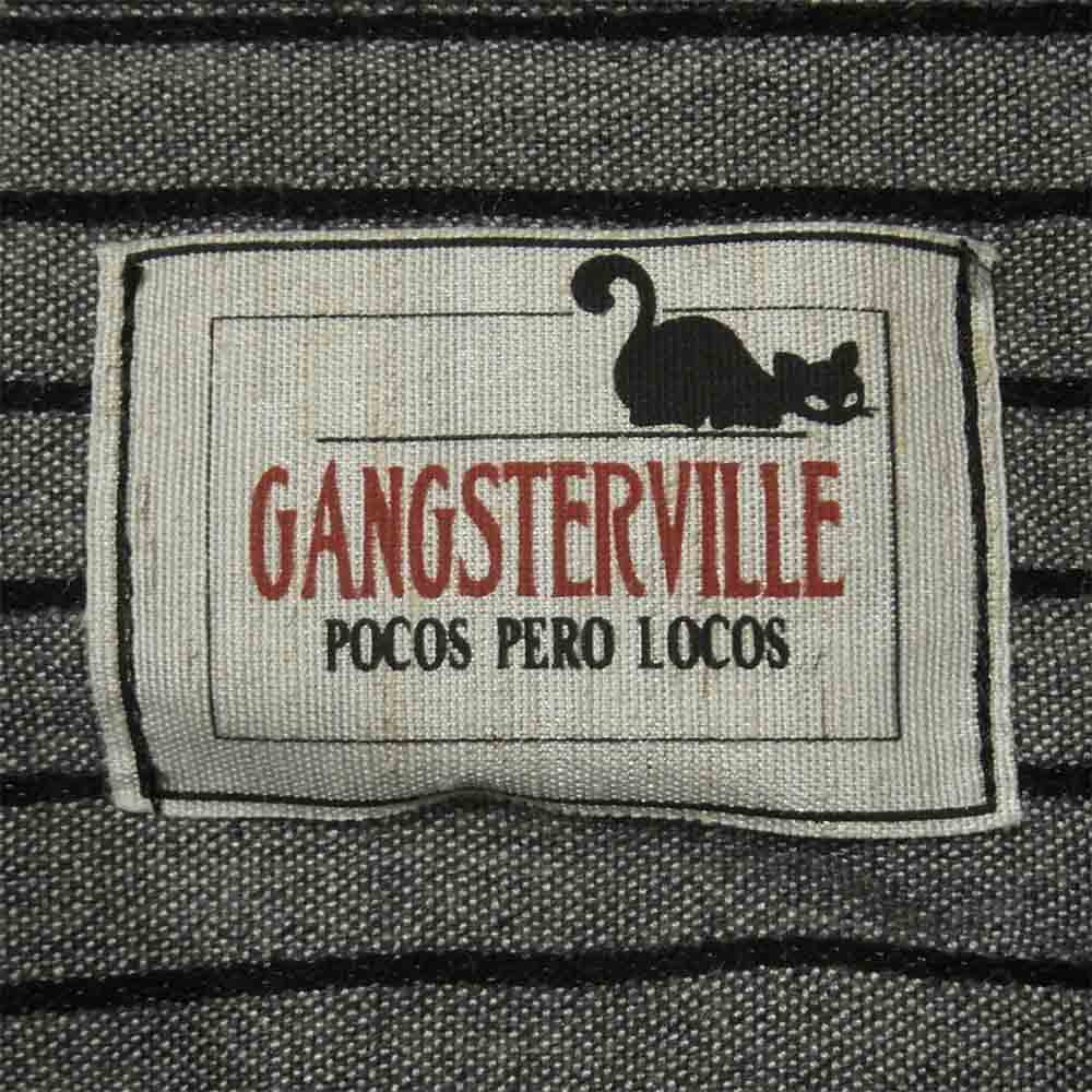 GANGSTERVILLE ギャングスタービル GSV-16-AW-28 RAZOR GANG L/S SHIRT 襟刺繍 ストライプ 長袖 シャツ グレー系 M【新古品】【未使用】【中古】