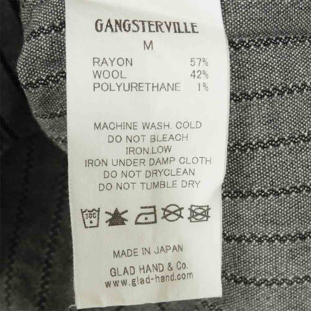GANGSTERVILLE ギャングスタービル GSV-16-AW-28 RAZOR GANG L/S SHIRT 襟刺繍 ストライプ 長袖 シャツ グレー系 M【新古品】【未使用】【中古】