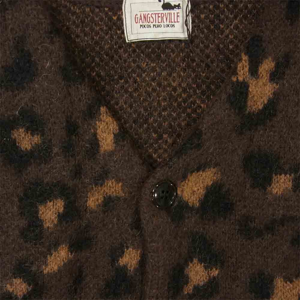 GANGSTERVILLE ギャングスタービル GSV-18-AW-26 RISE ABOVE MOHAIR CARDIGAN レオパード モヘア カーディガン ブラウン系 L【新古品】【未使用】【中古】