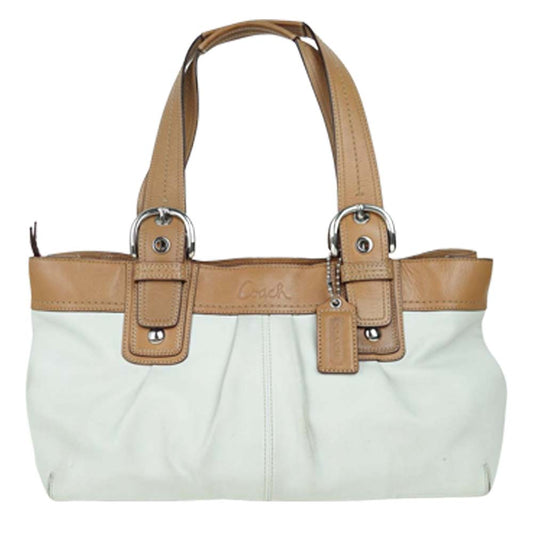 COACH コーチ F13732 レザー トート バッグ ホワイト系【中古】