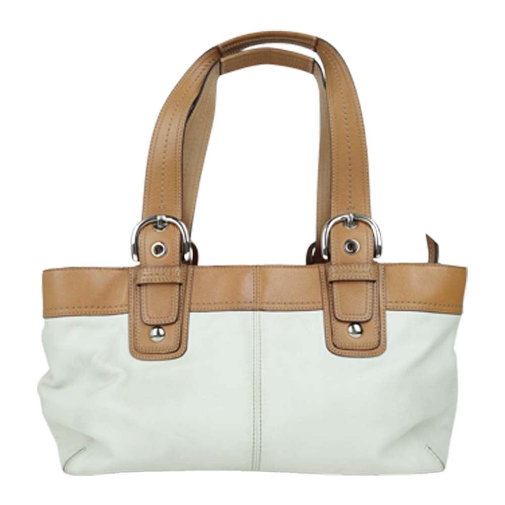 COACH コーチ F13732 レザー トート バッグ ホワイト系【中古】
