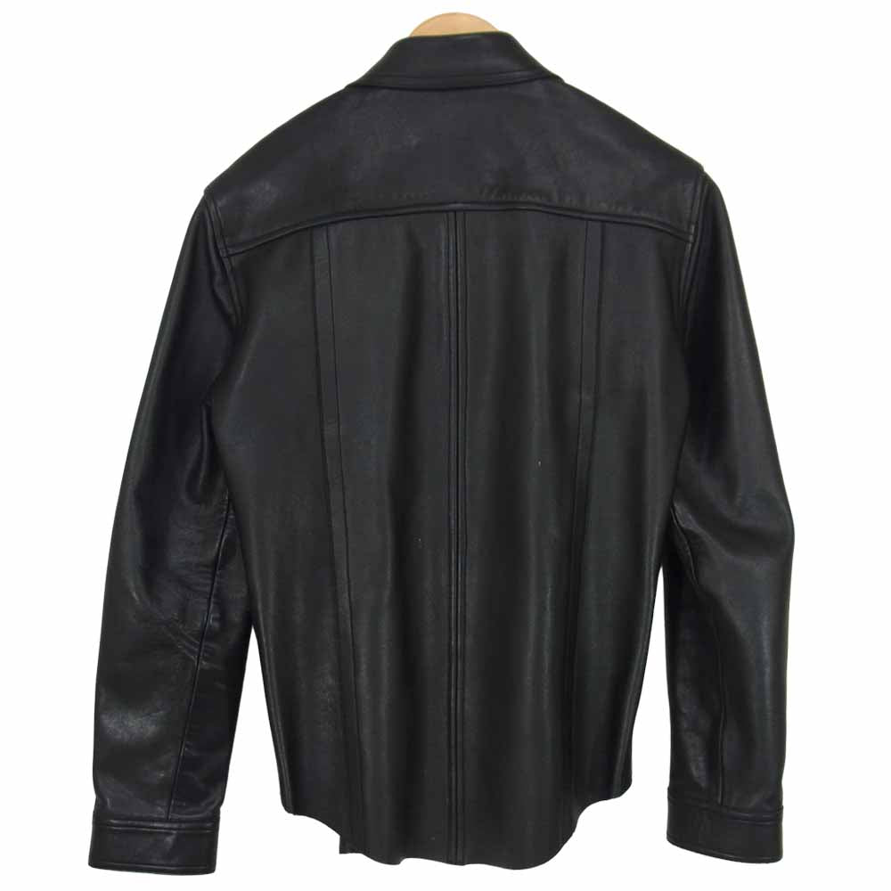 SKKIN スキン 襟スティングレイクロス インレイ シルバースナップボタン フレアヨーク レザー シャツ ジャケット ブラック系 M【中古】