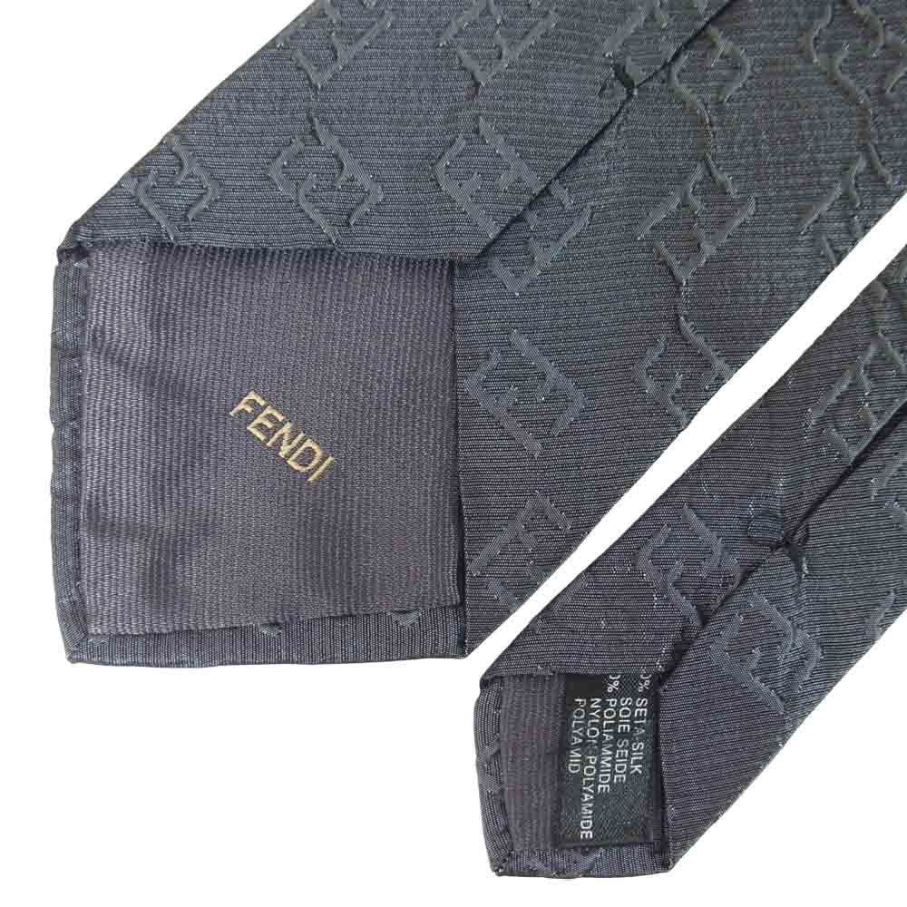 FENDI フェンディ シルク 総柄 ネクタイ グレー系【中古】