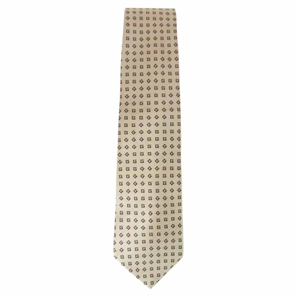 GUCCI グッチ シルク 総柄 ネクタイ ベージュ系【中古】