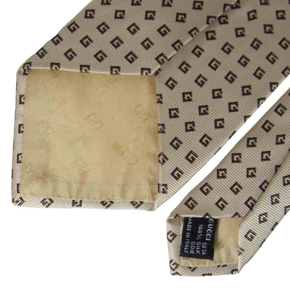 GUCCI グッチ シルク 総柄 ネクタイ ベージュ系【中古】