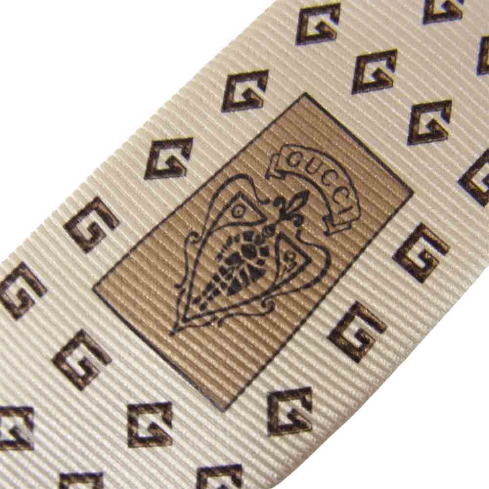 GUCCI グッチ シルク 総柄 ネクタイ ベージュ系【中古】