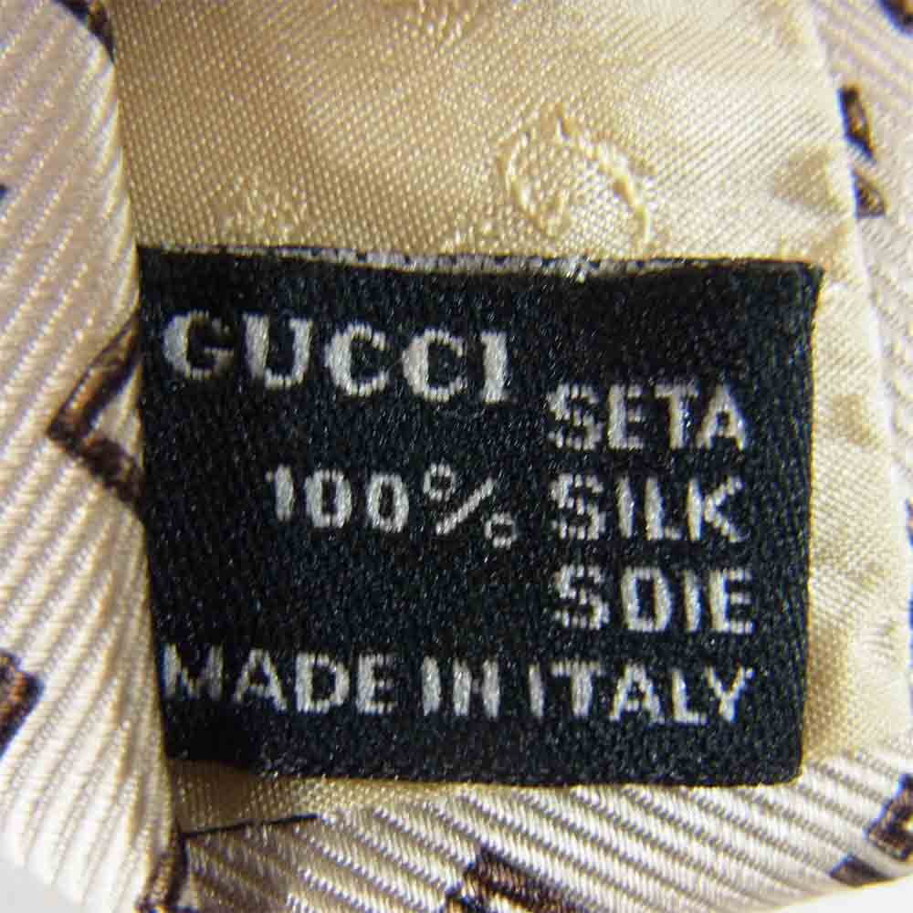 GUCCI グッチ シルク 総柄 ネクタイ ベージュ系【中古】