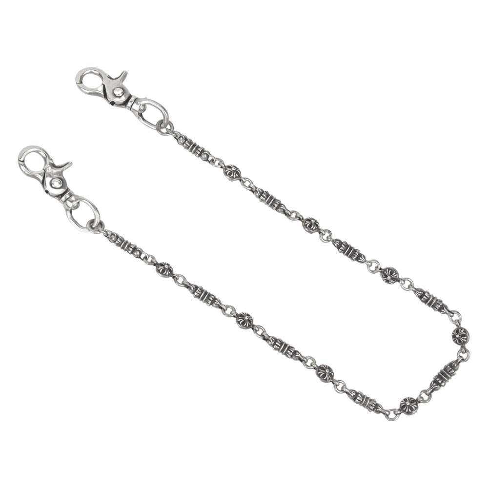 CHROME HEARTS クロムハーツ（原本無） 購入レシート付属 2クリップ ロング バレル クロスボール リンク ウォレットチェーン シルバー系【中古】