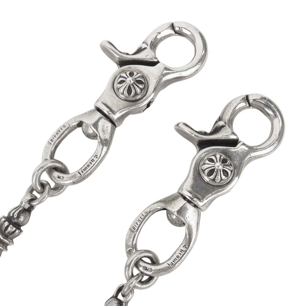 CHROME HEARTS クロムハーツ（原本無） 購入レシート付属 2クリップ ロング バレル クロスボール リンク ウォレットチェーン シルバー系【中古】