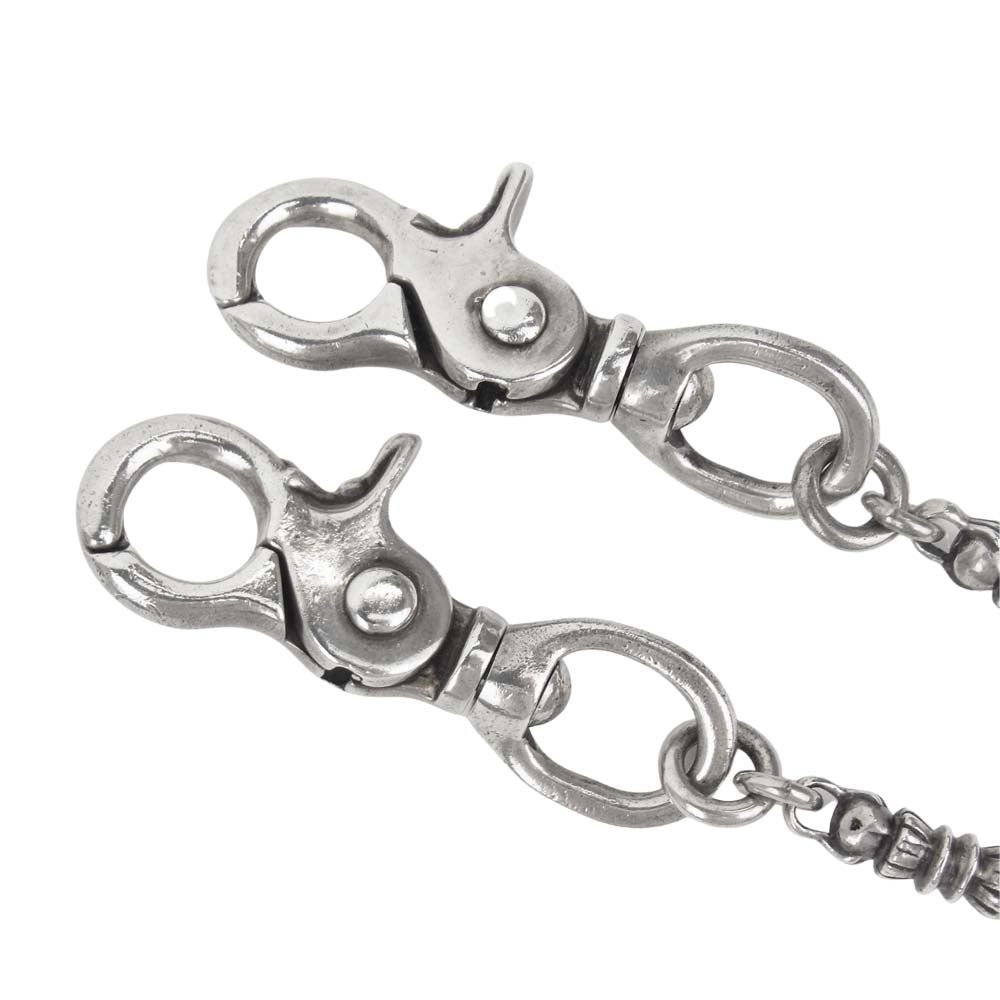 CHROME HEARTS クロムハーツ（原本無） 購入レシート付属 2クリップ ロング バレル クロスボール リンク ウォレットチェーン シルバー系【中古】