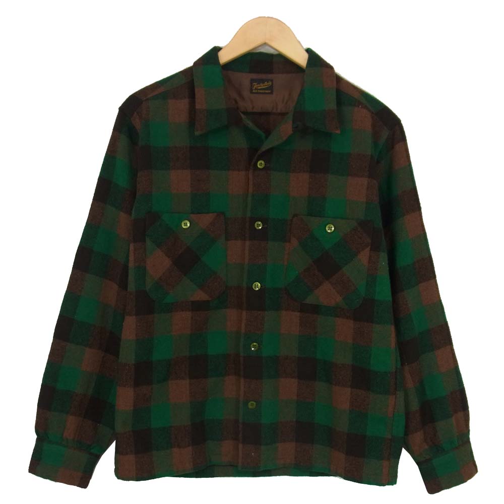 TENDERLOIN テンダーロイン T-WOOL SHT P ブロックチェック ウール シャツ グリーン系 S【中古】