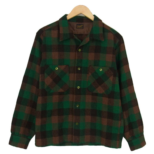 TENDERLOIN テンダーロイン T-WOOL SHT P ブロックチェック ウール シャツ グリーン系 S【中古】
